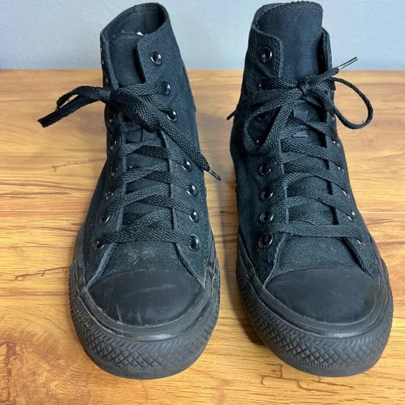 Converse Chuck Taylor All Star Hi Mens 7 Womens 9 Black Monochrome‎ Canvas - Picture 8 of 10
